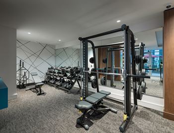 Gym with weights and cardio equipment